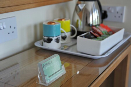 Well-stocked hospitality tray.